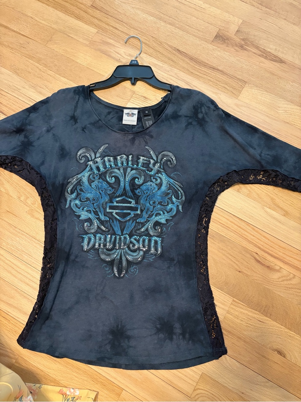 Harley Davidson Black lace Blue Graphic Accents
